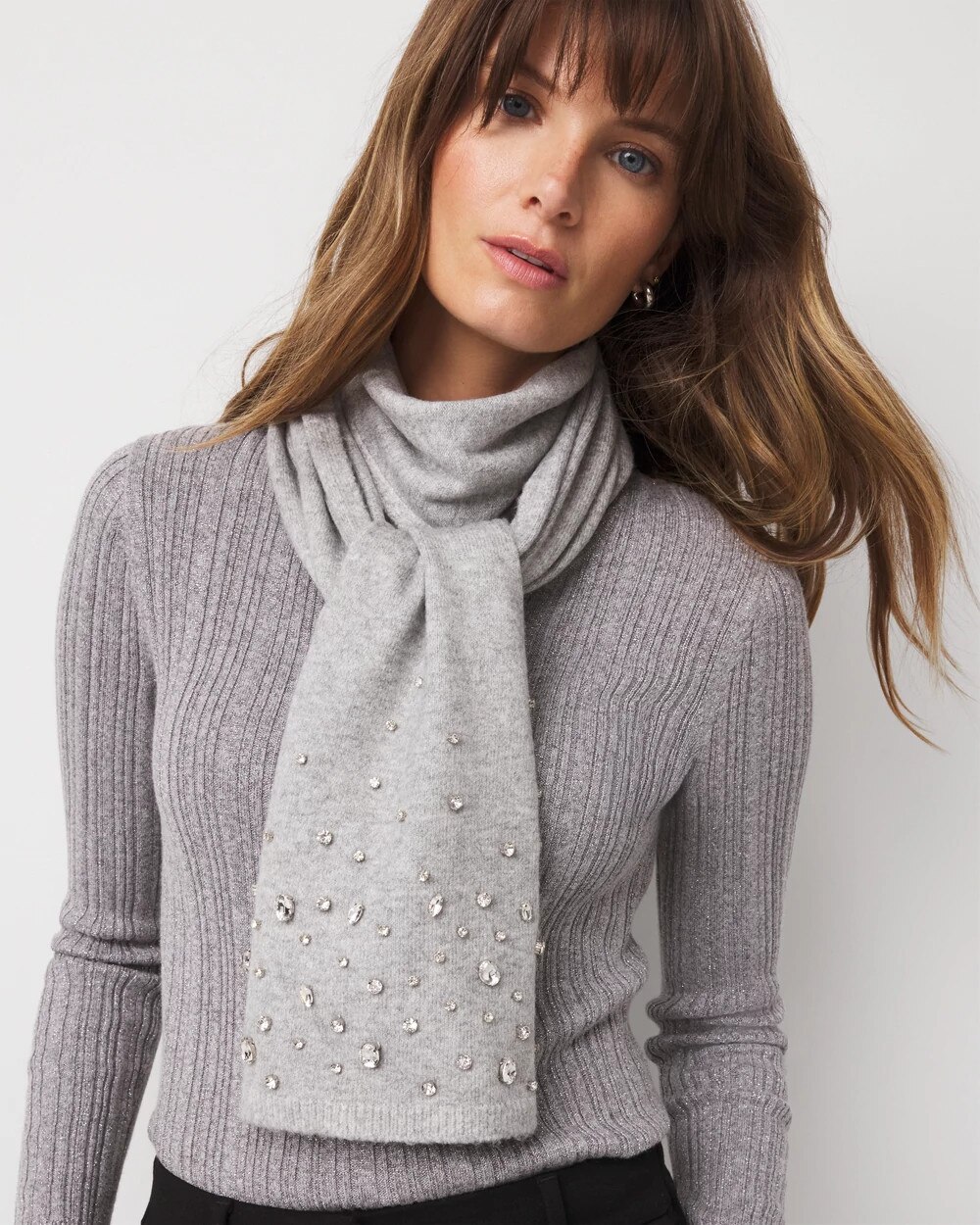 Rhinestone Scarf Heathered Atelier