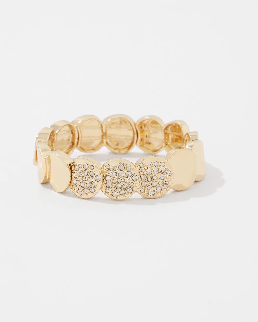 Pav√© Discs Stretch Bracelet Gold