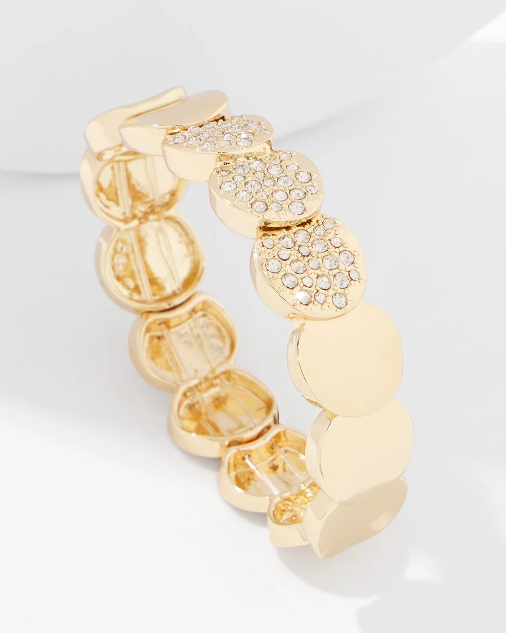 Pavé Discs Stretch Bracelet Gold
