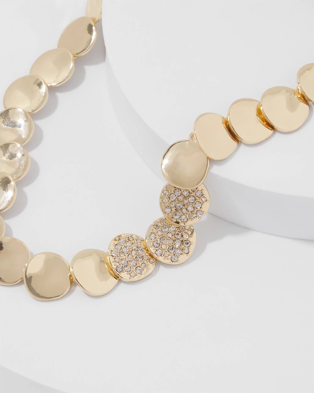Pavé Discs Short Necklace Gold