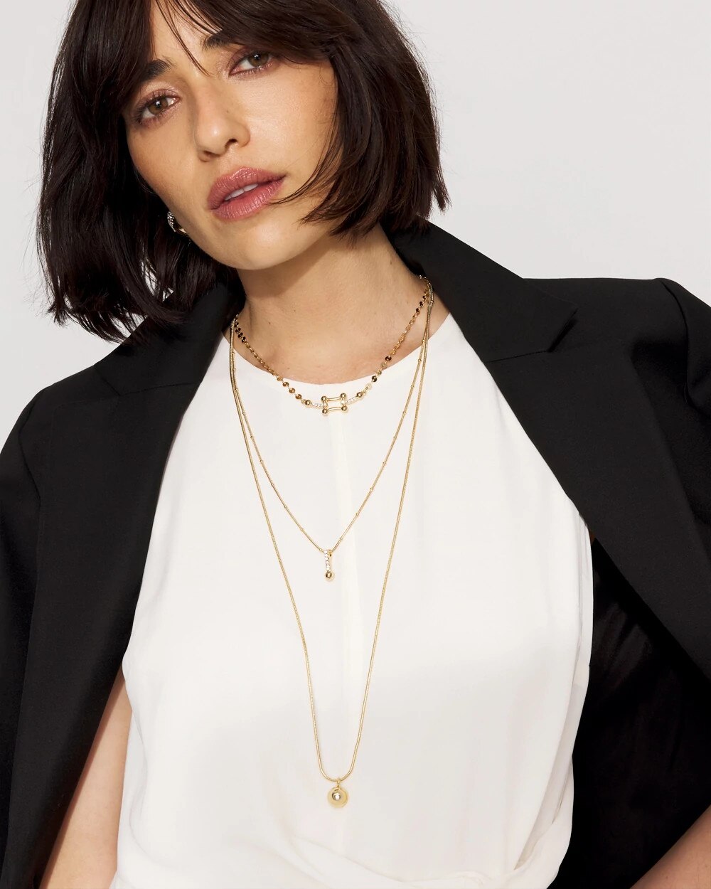 6156-Ball-Chain-Pav-Convertible-Necklace-Gold-4.jpg Ball Chain + Pavé Convertible Necklace Gold