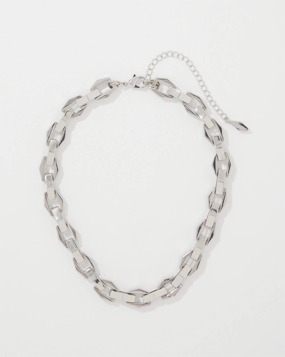 Geometric Links Necklace Silver