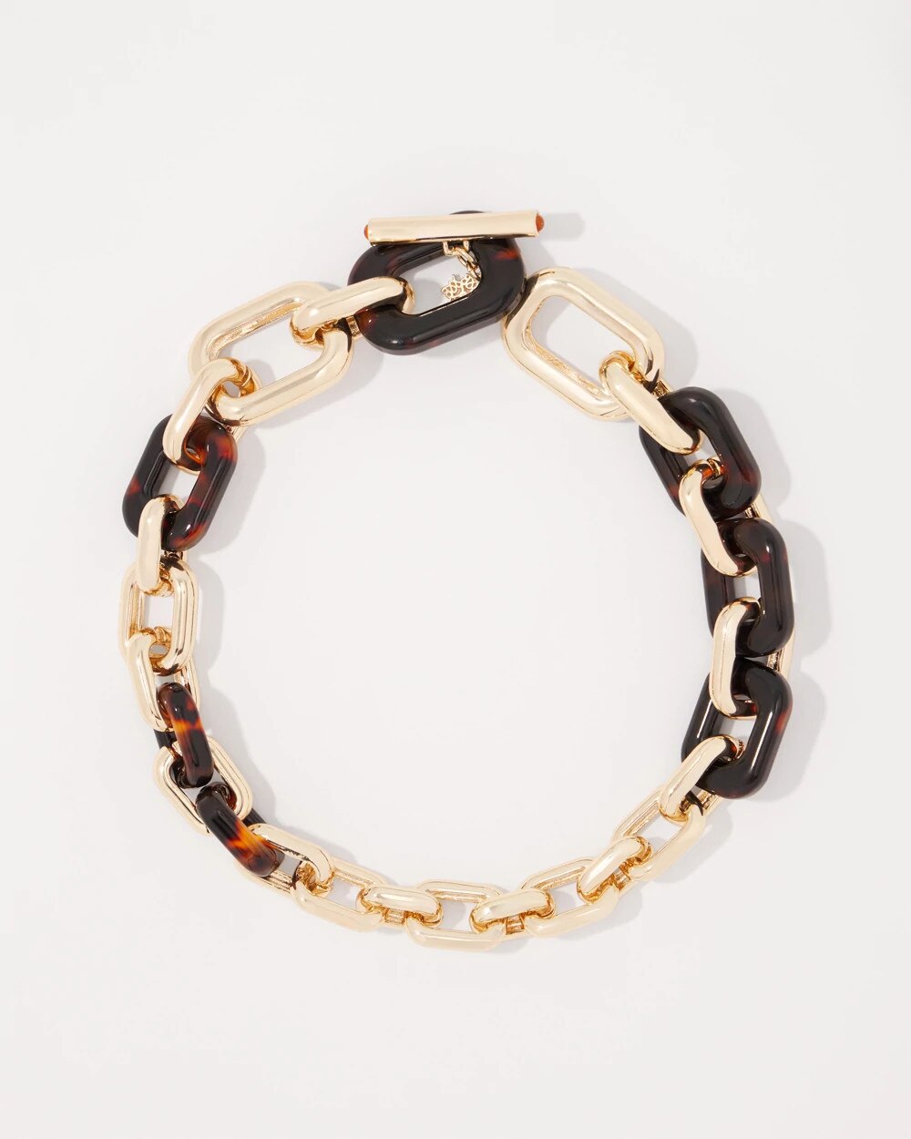 Gold and Tortoiseshell Link Toggle Necklace Tortoise