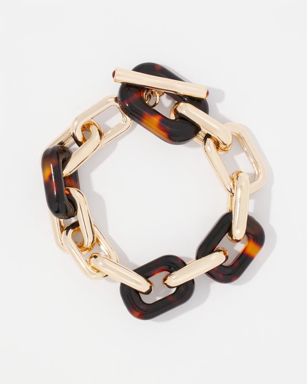 Gold and Tortoiseshell Link Toggle Bracelet Tortoise