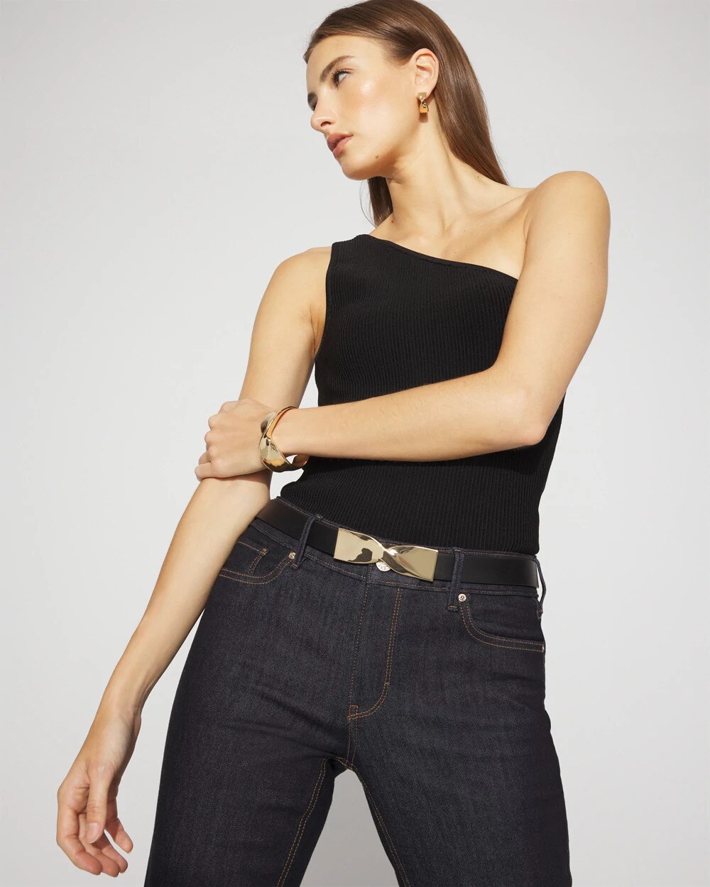 Gold Twist Stretch Belt Black