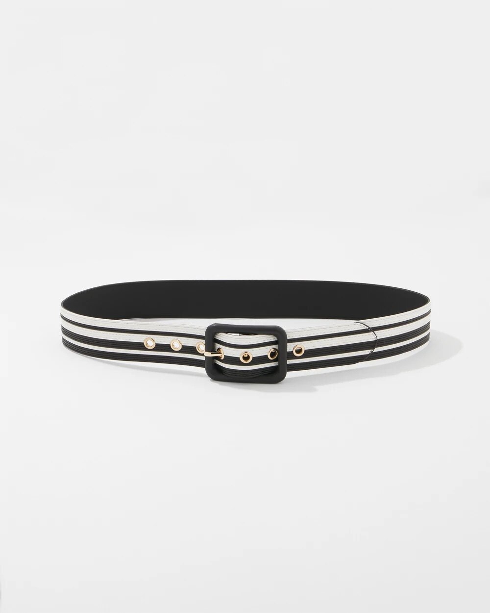 Black +White Belt Black w Ecru