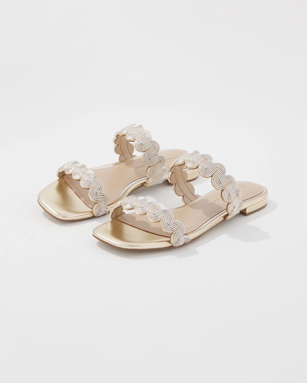 Mixed Metal Flat Sandal Gold w Silver