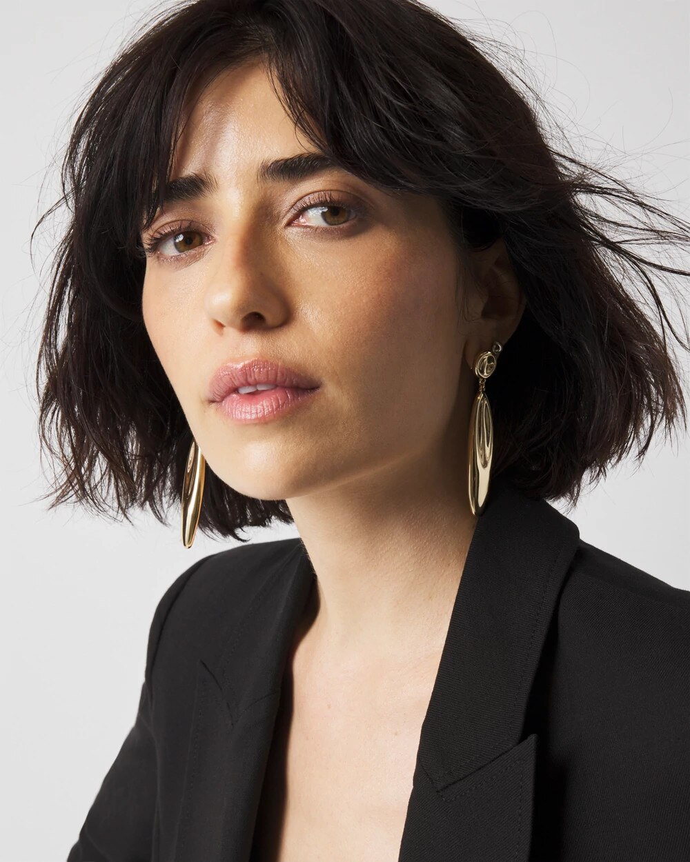 Gold Sculptural Statement Drop Earrings Gold