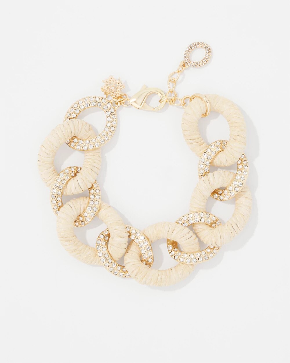 Natural Raffia + Crystal Link Bracelet Natural