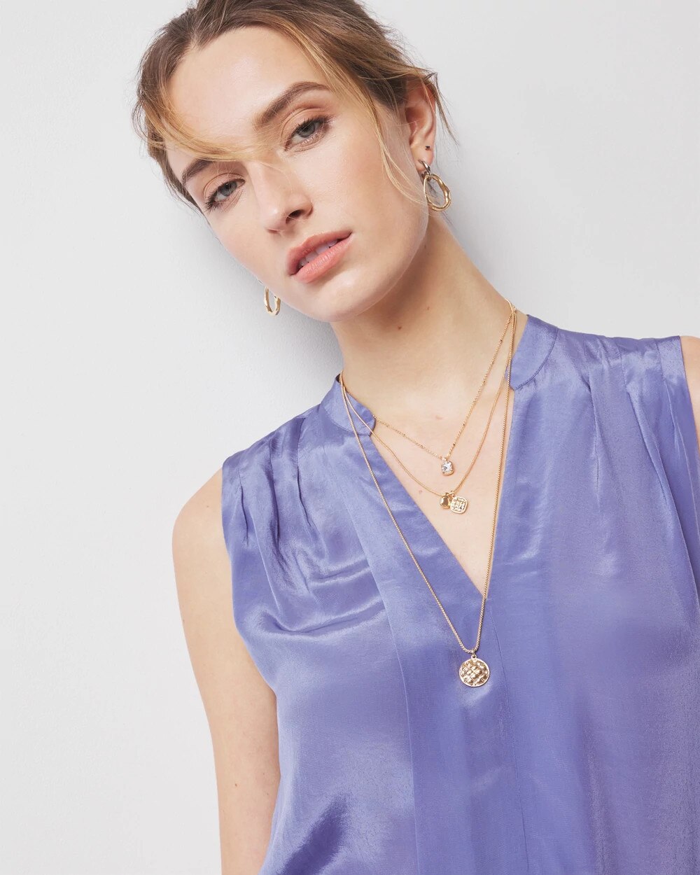 Convertible Quilted Pendant Necklace Gold