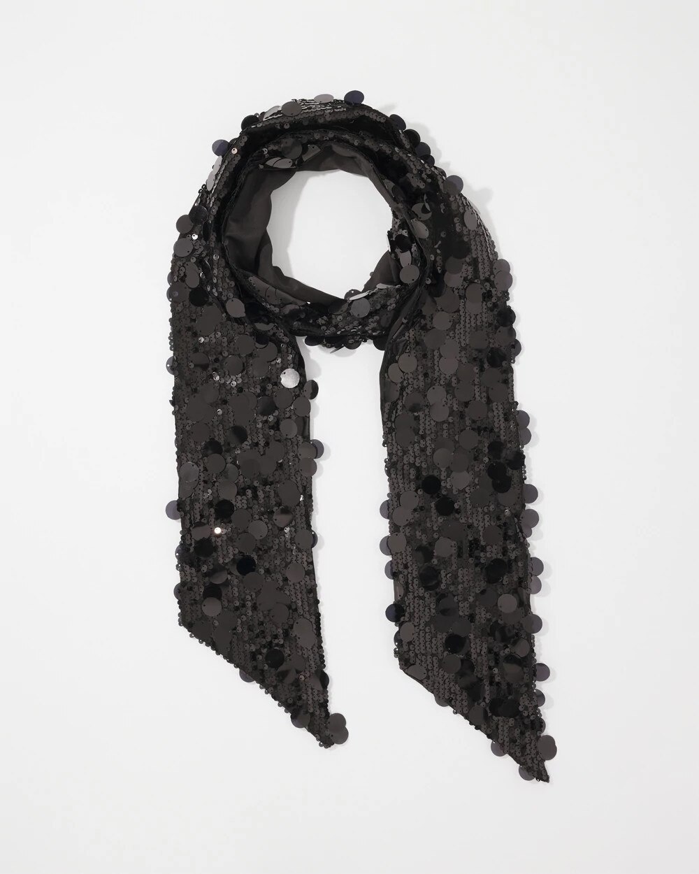 Sequin Skinny Scarf Black