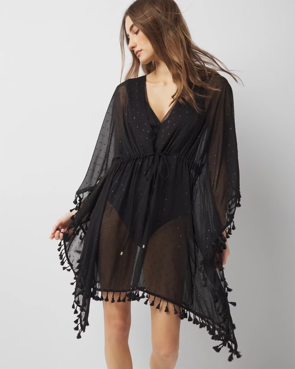 Tassel Trimmed Cover-Up Black