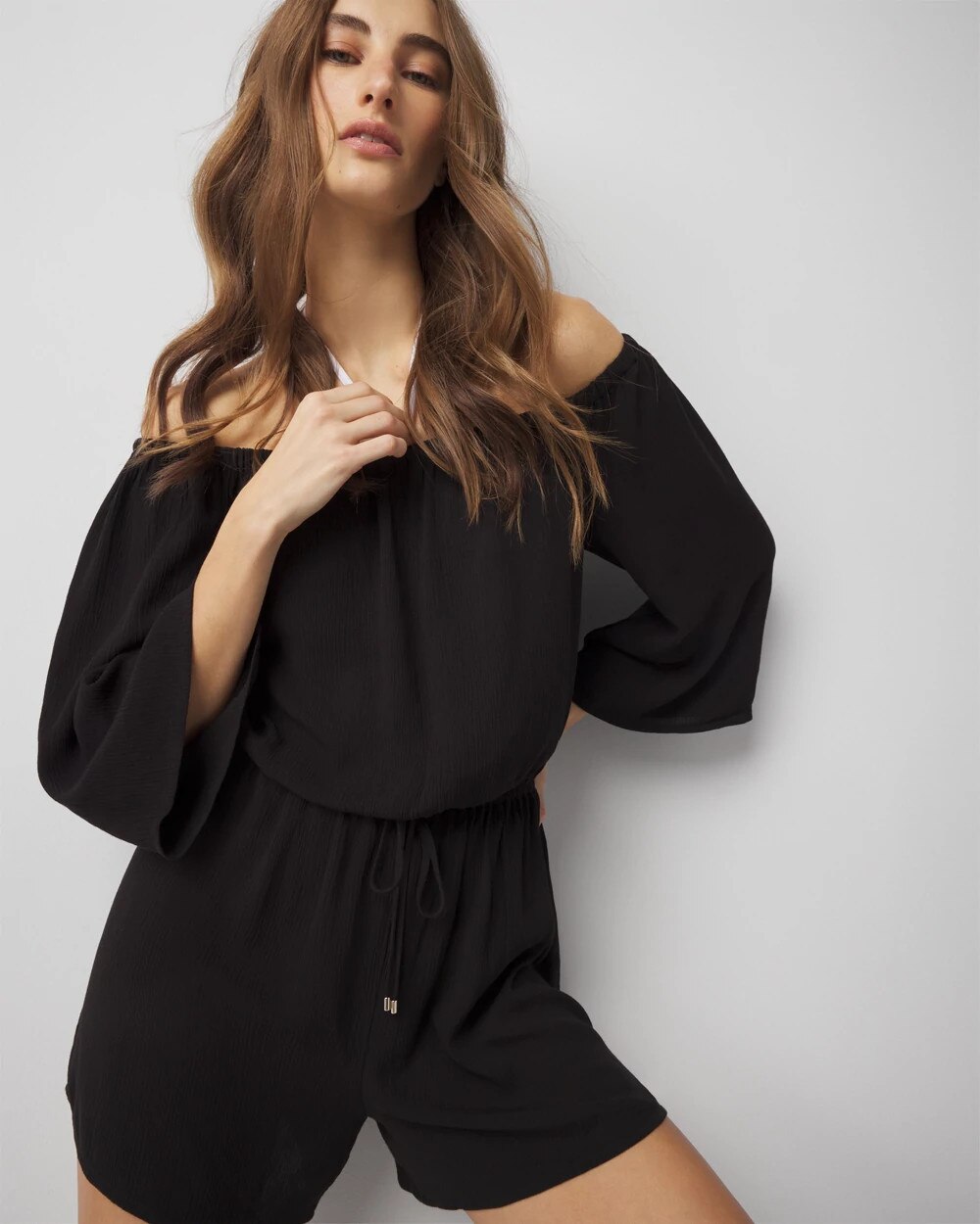 Off-the-Shoulder Romper Black
