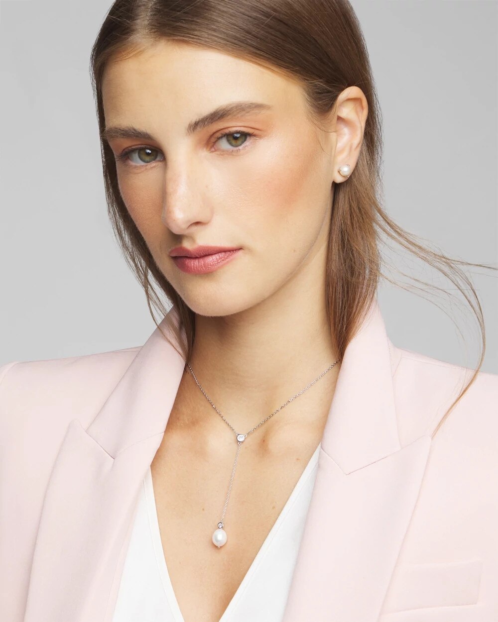 Silver Fresh Water Pearl Drop Necklace Silver