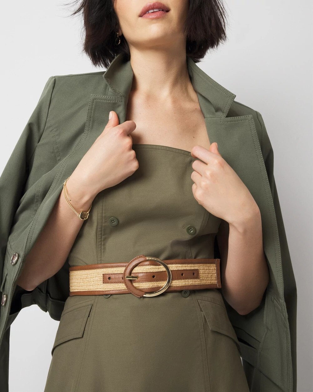 Raffia Denim Belt Cognac