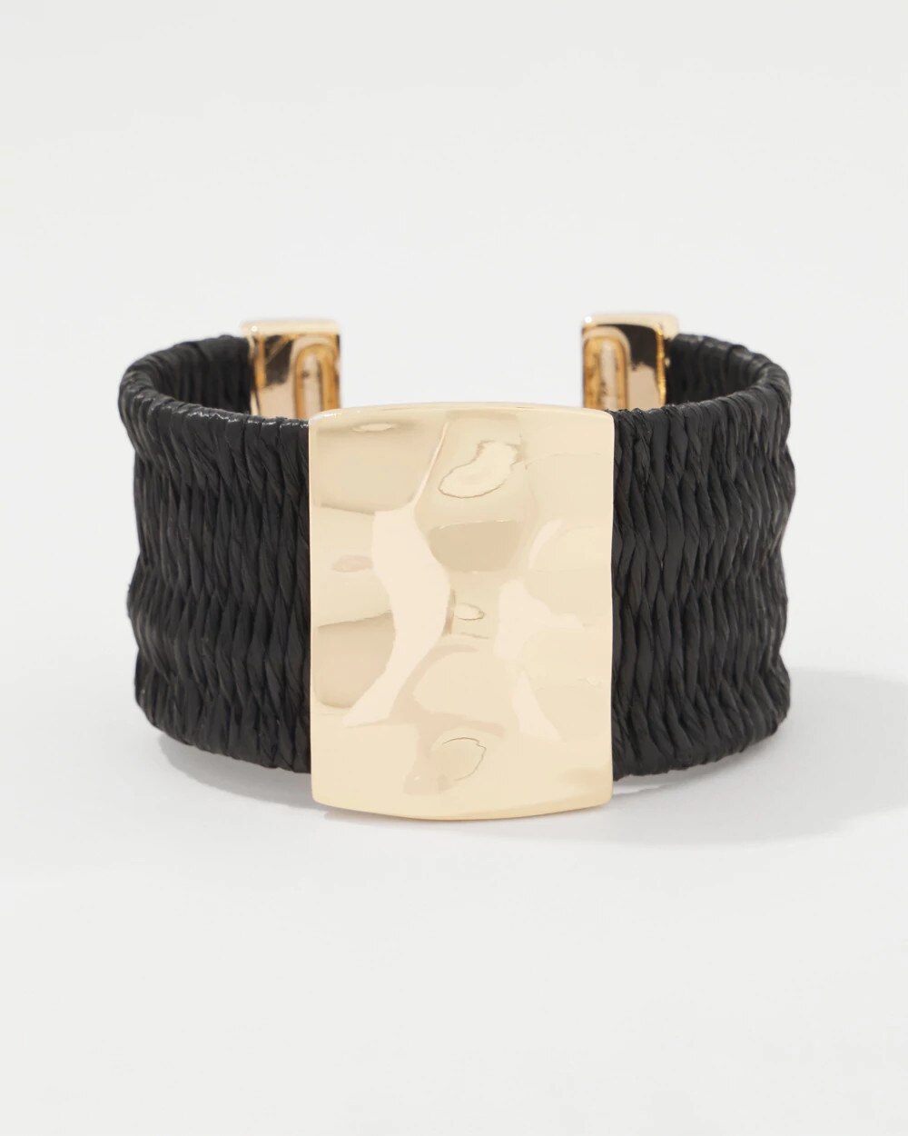 Black Raffia + Gold Cuff Black