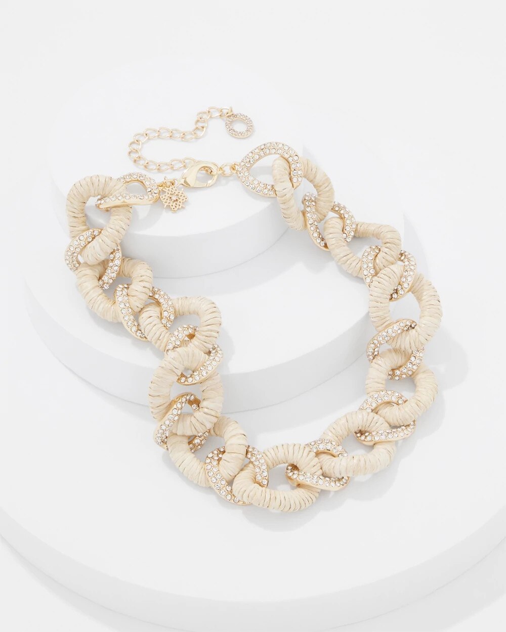 7139-Natural-Raffia-Crystal-Link-Necklace-Natural-3.jpg Natural Raffia + Crystal Link Necklace Natural