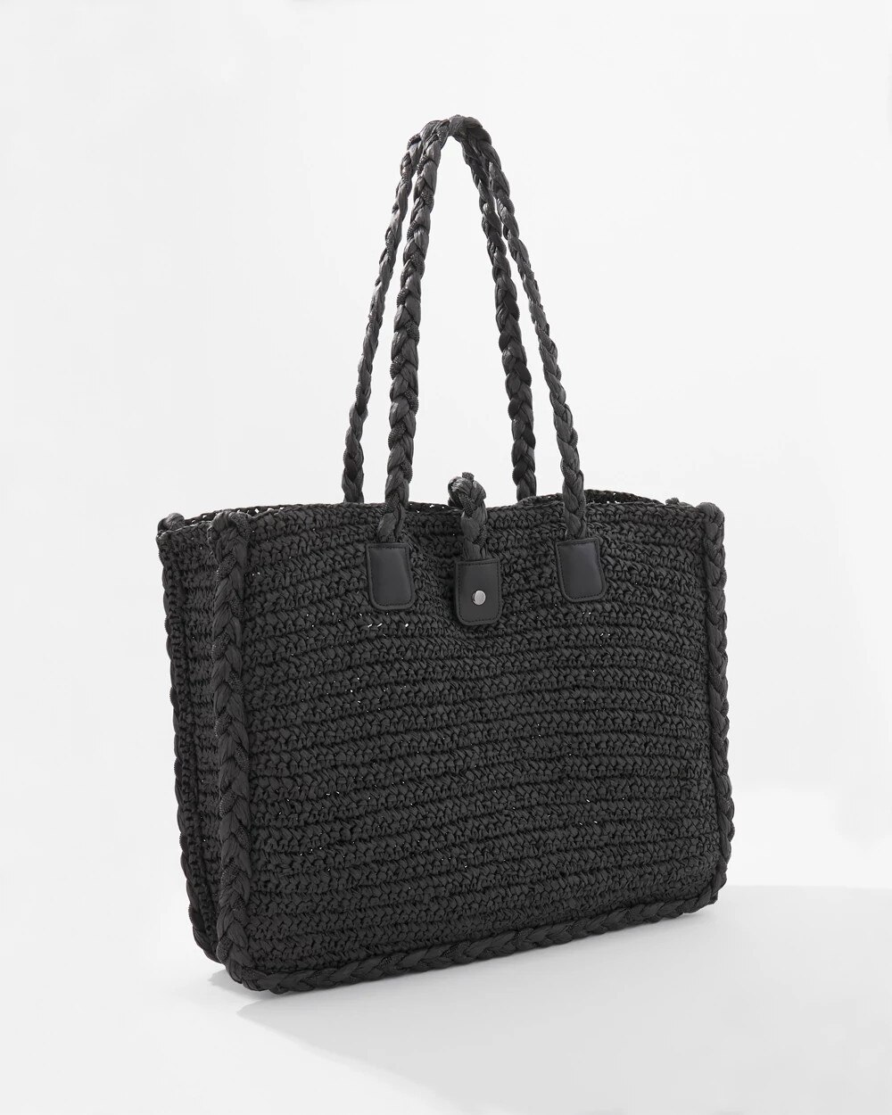 7142-Braided-Raffia-Tote-Black-1.jpg Braided Raffia Tote Black