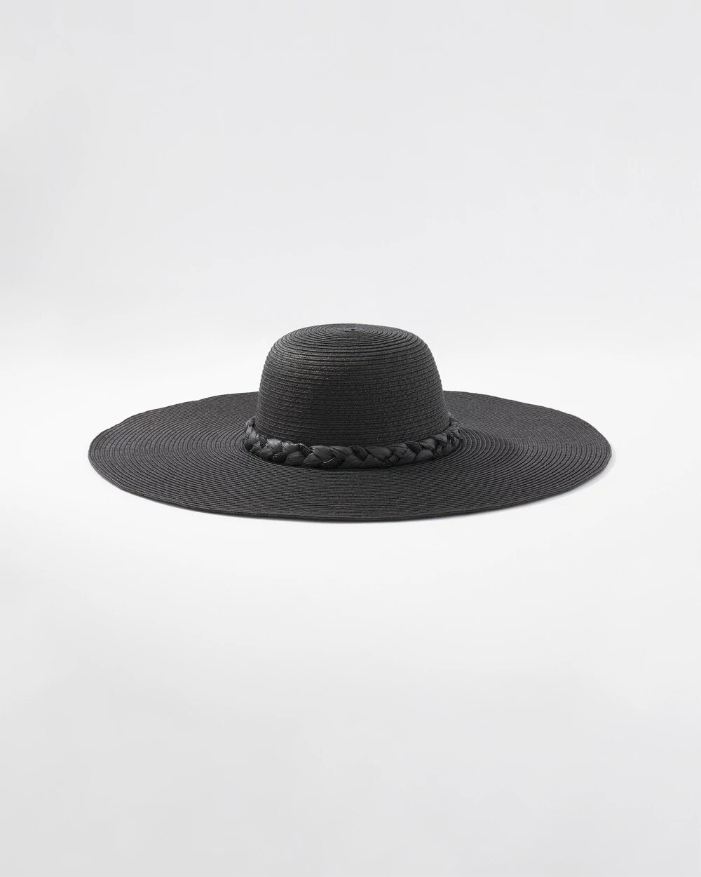 Braided Raffia Floppy Hat Black