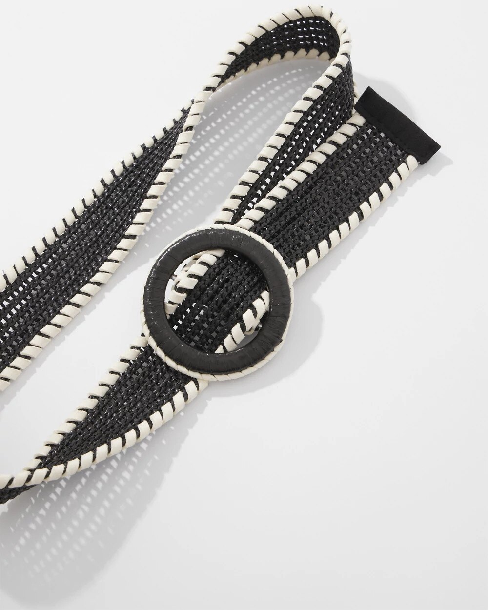 7207-Raffia-Whipstitch-Belt-Black-w-Ecru-4.jpg Raffia Whipstitch Belt Black w Ecru