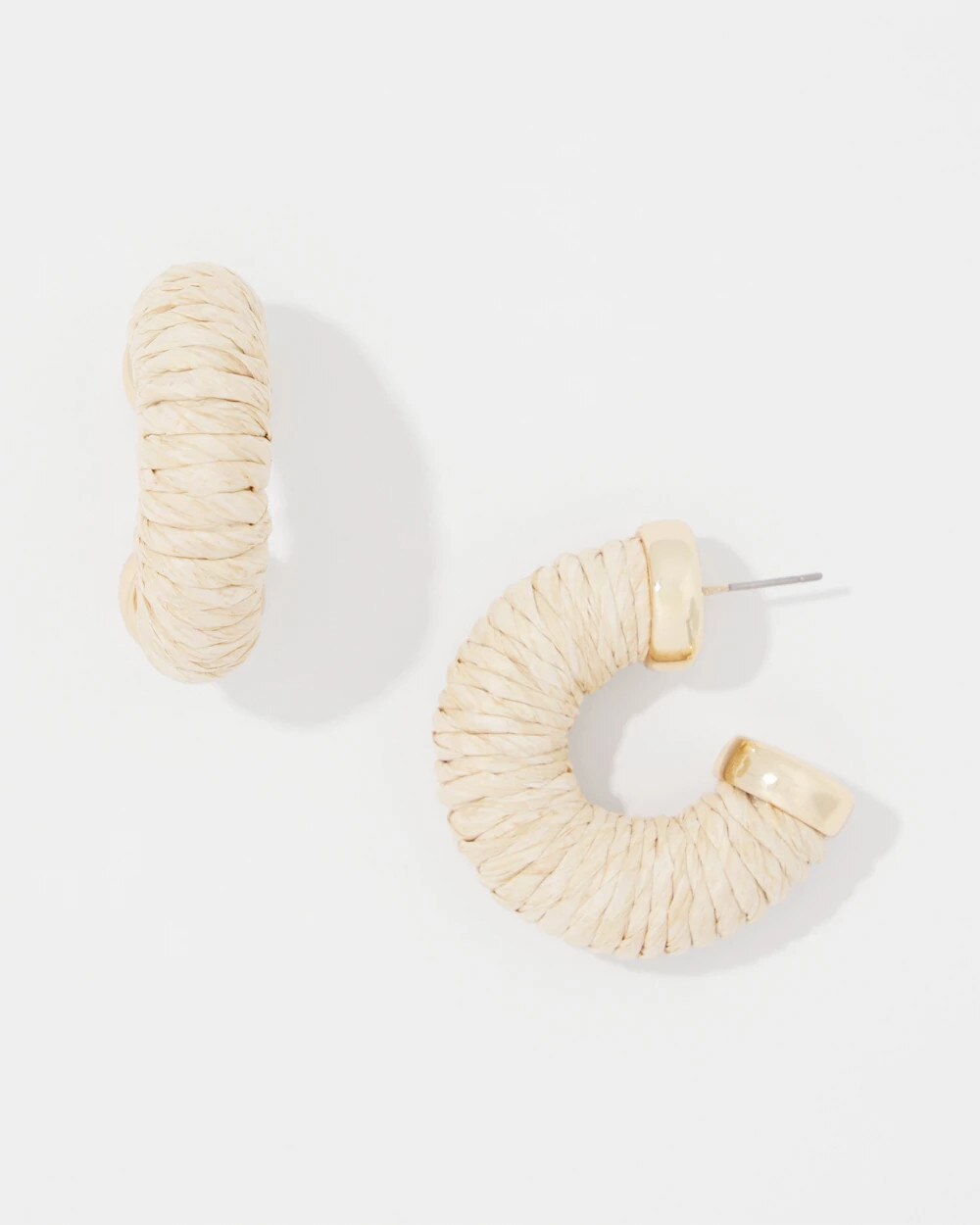 Natural Raffia Hoop Earrings Natural