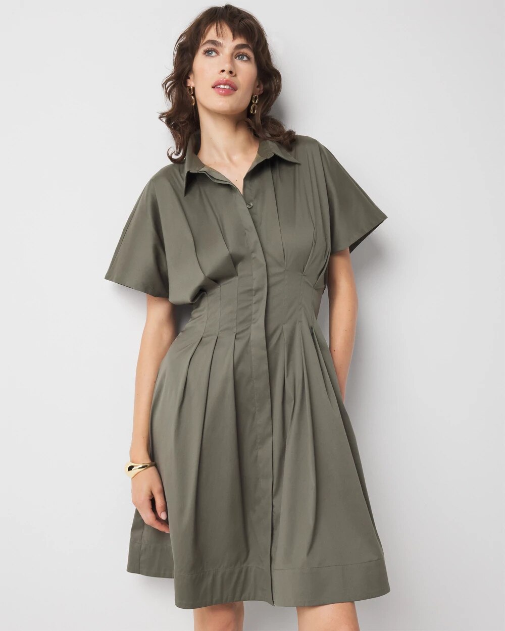757-Poplin-Corset-Shirt-Dress-Forever-Olive-1.jpg Poplin Corset Shirt Dress Forever Olive