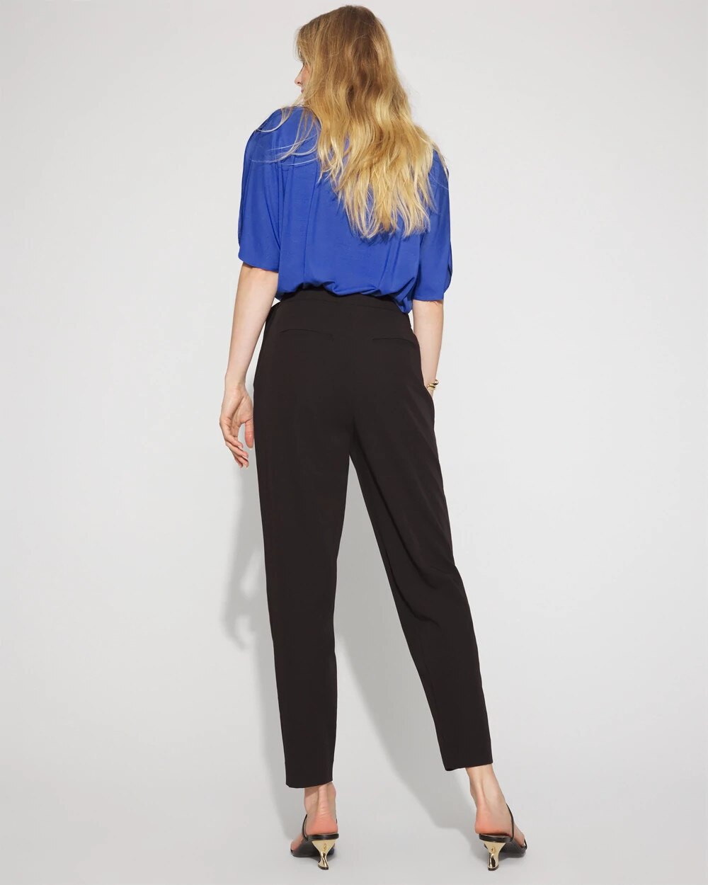 Wrap-Front Tapered Ankle Pant Black
