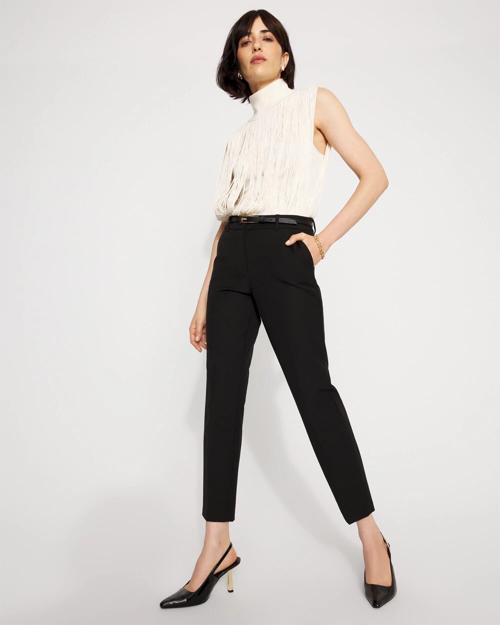 Mid-Rise Elle Slim Ankle Pant Black