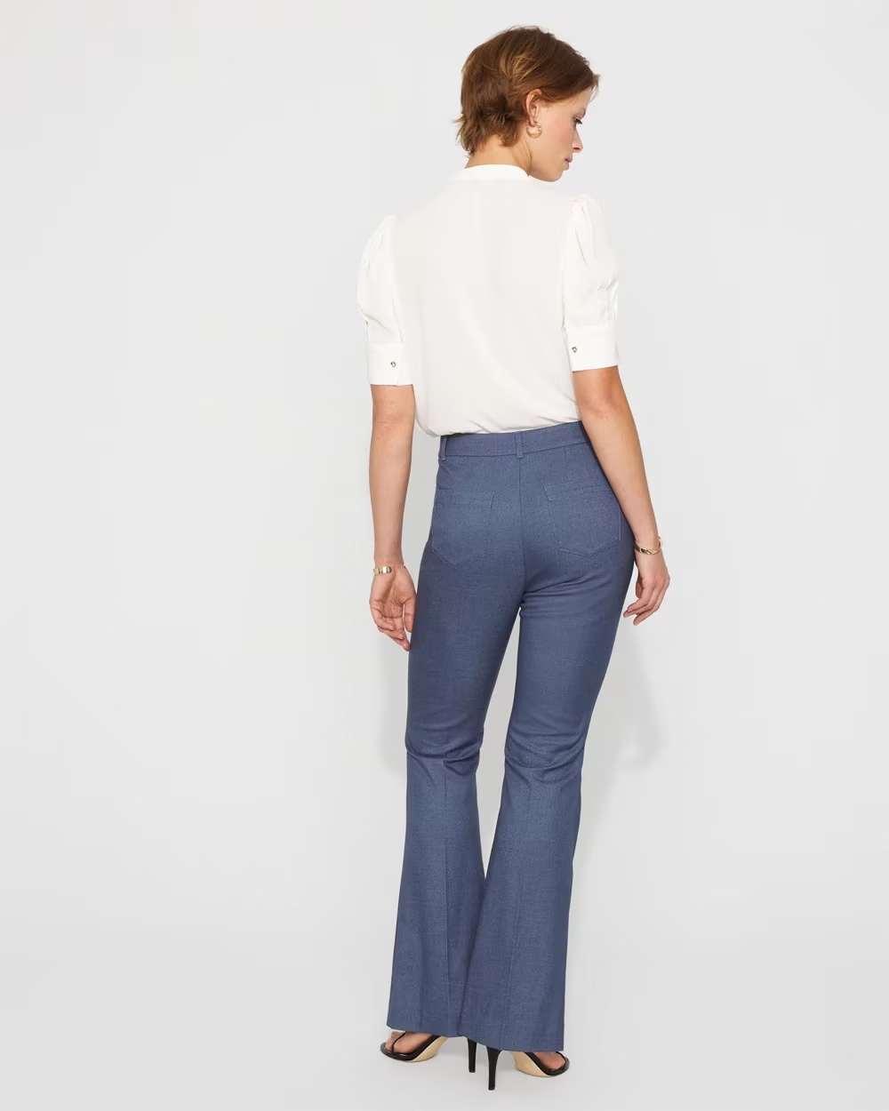 High-Rise Piper Denim-Look Flare Pant Medium Indigo Twill