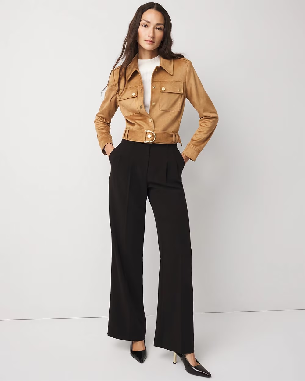 Pleated Wide Leg Pant Black