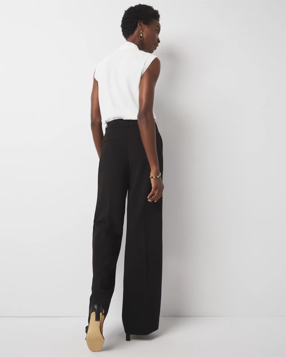 Pleated Wide Leg Pant Black