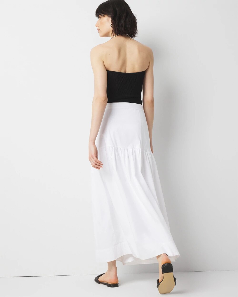 Poplin A-Line Maxi Skirt White