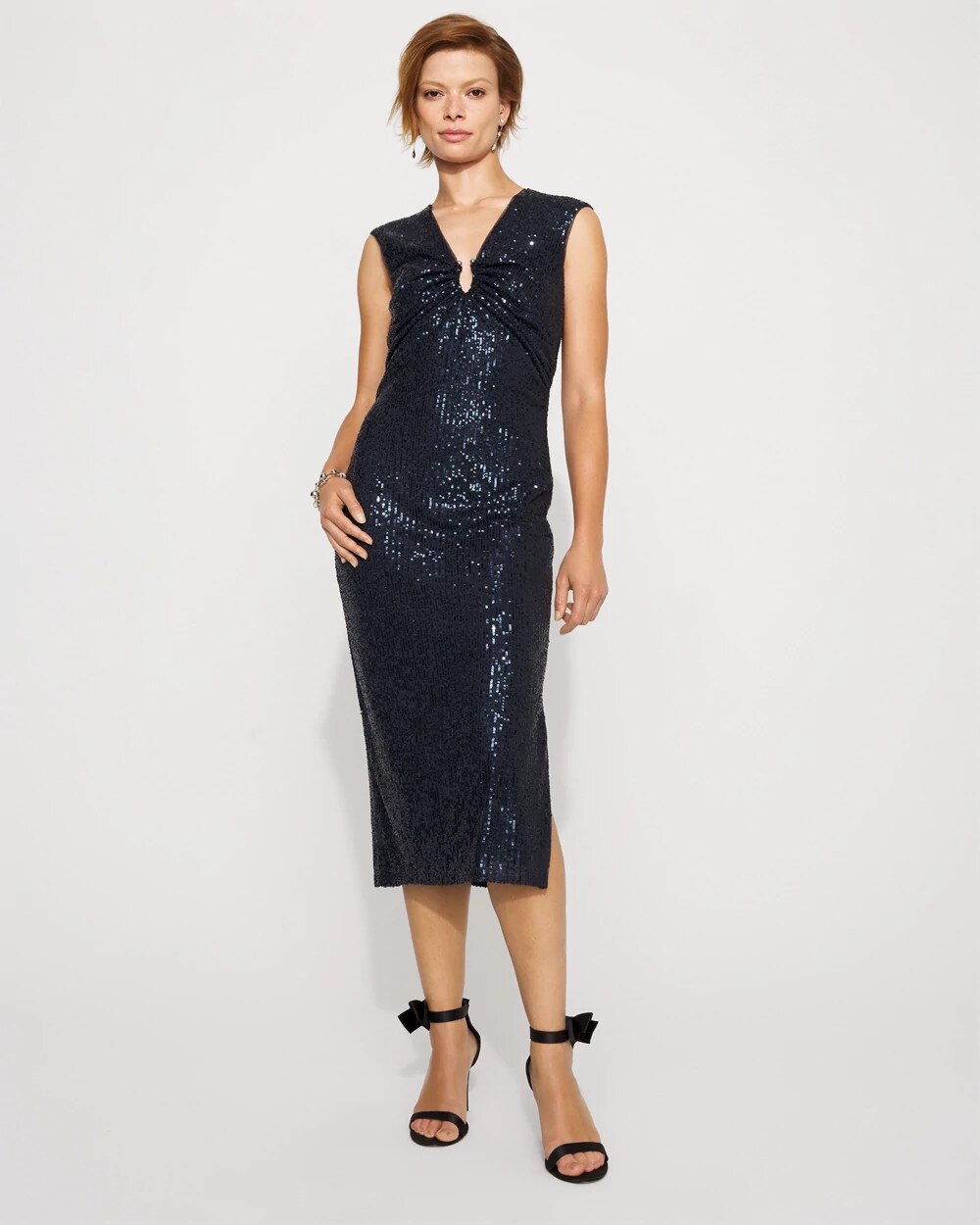Sequin Midi Dress River Teal