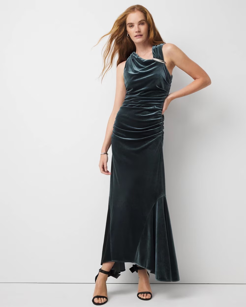 Peekaboo Back Velvet Dress Moonlit Garden